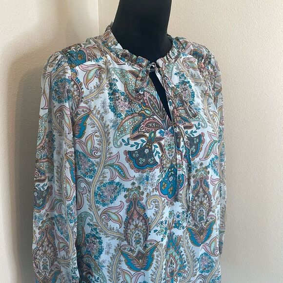 Loft blue paisley long sleeve top - Picture 3 of 9